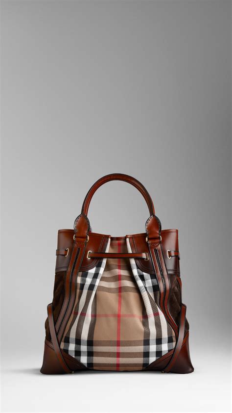 Burberry Brown Large Bridle House Check Whipstitch 